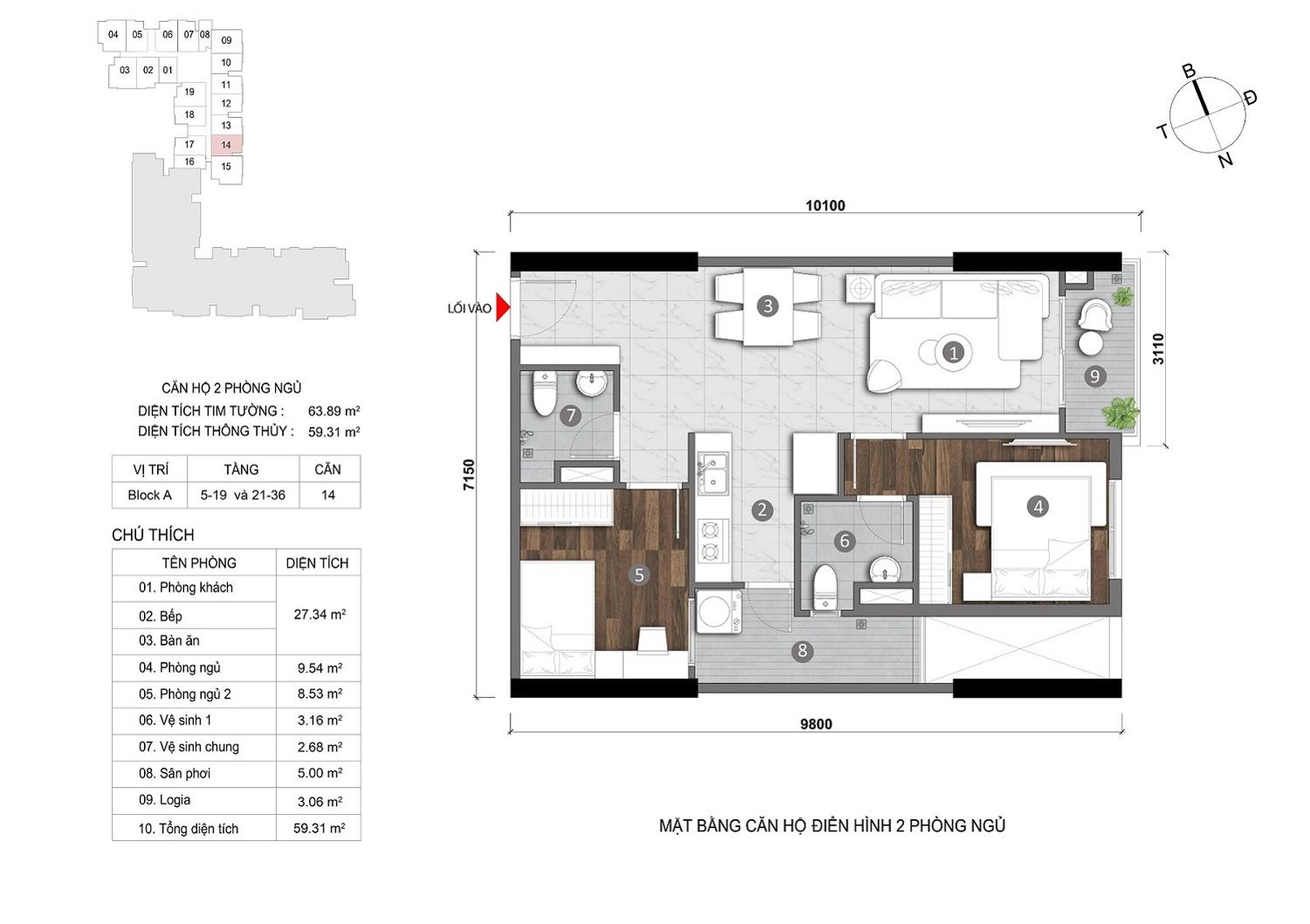 Thiết kế căn hộ Block A Opal Skyline