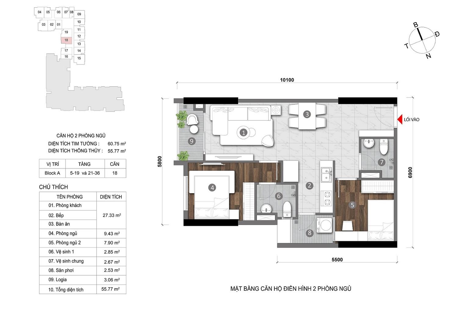 Thiết kế căn hộ Block A Opal Skyline